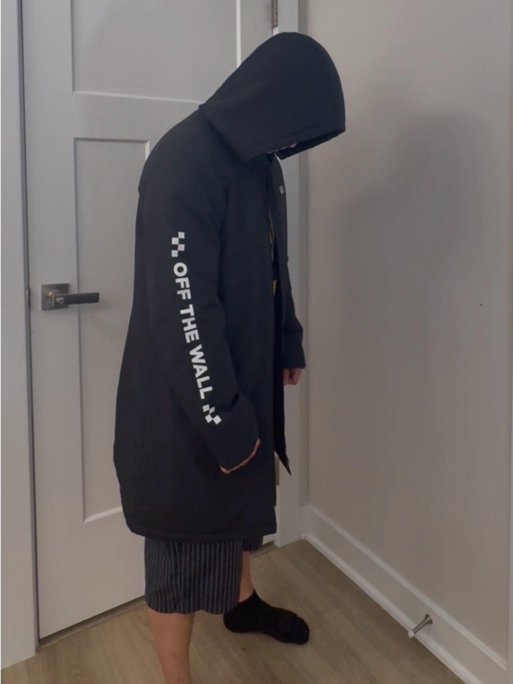 Vans Black Long Hooded Puffer Coat - Picture 3 of 11